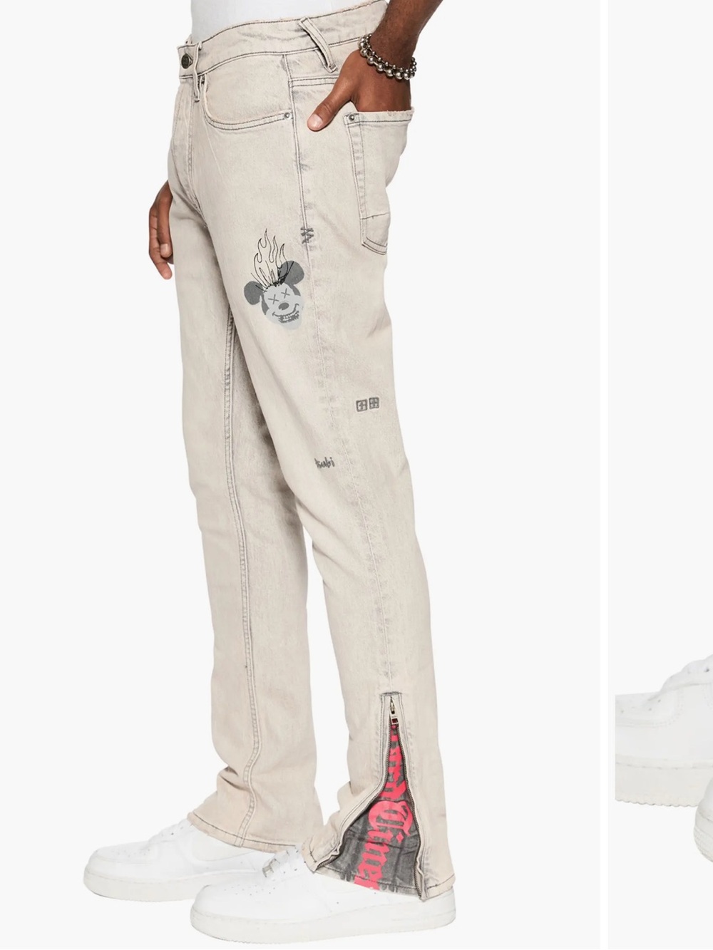 Ksubi Straight-Leg Van Winkle Pluto Jeans with Graphic Patch 32x30